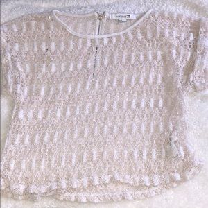 ✨Bundle 3/$15✨ See through white & tan top | f21